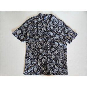 H&M Men's Pattern Resort Shirt Brown/Snakeskin Patterned Size M